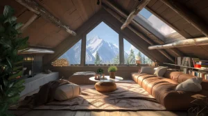 Poddasze w trakcie remontu, pokazujące układ belek, świeżą izolację termiczną i prowadzone instalacje elektryczne.